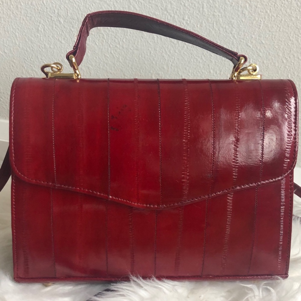 Red EEL Skin Top Handle Bag VTG